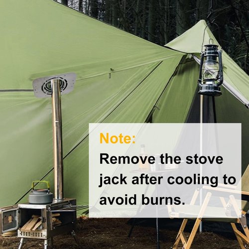 AYAMAYA DIY Hot Stove Jack - Stainless Steel Clip-On with 6" Chimney Hole for Canvas, Bell, Yurt Tents - Fireproof Tent Protector for Winter Camping