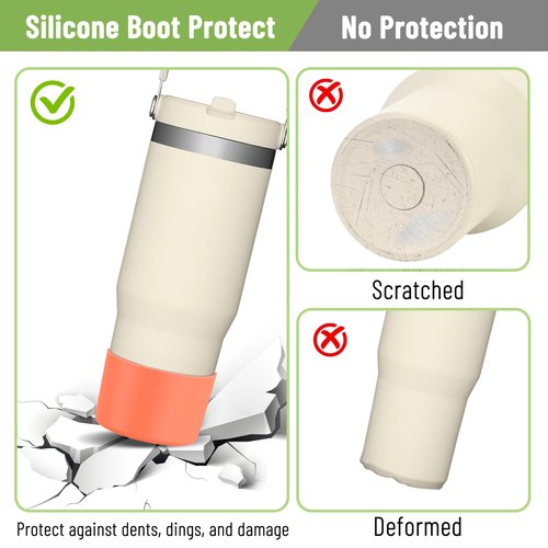 Cafezi 4 Pack Silicone Boot Bumper for Tumblers, Anti-Slip Protective Bottom Cover Base for Water Bottle, Fit 30/40/50 oz Tumblers, Dishwasher Safe, BPA-Free, Clear