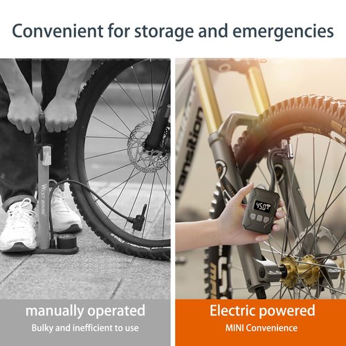 Mini Electric Portable Bicycle Pump, with American Valve.