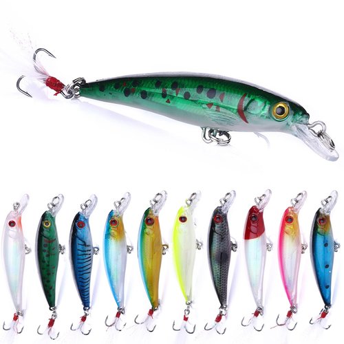 LURESMEOW Jerkbait Fishing Lures, Top Water Bass Fishing Lures - 10pcs with Box