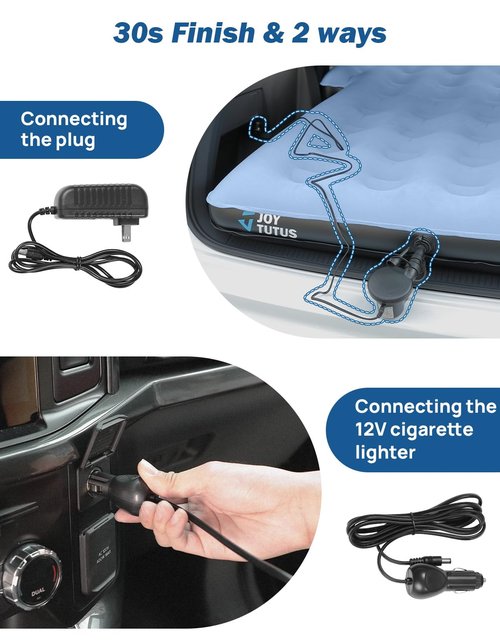 JOYTUTUS SUV Mattress for Car Camping, Upgraded Flocking and Extra Thick Oxford Surface SUV Air Mattress,Camping Bed Mattress with 2-in-1 Air Pump, 2 Pillows & Carry Bag (Blue)