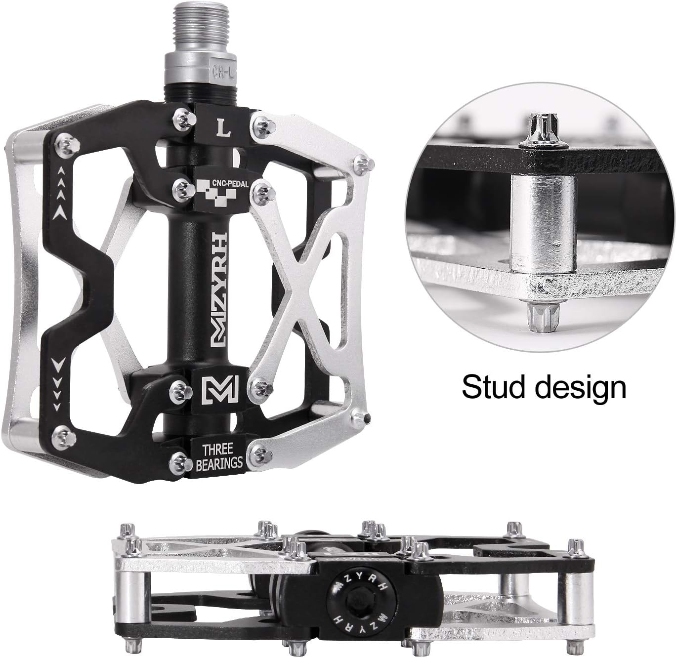 Mountain Bike Pedals, Ultra Strong Colorful CNC Machined 9/16" Cycling Sealed 3 Bearing Pedals