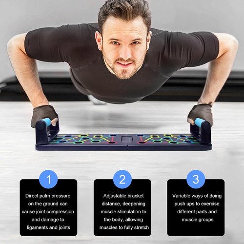 Captain Joseph Push Up Board - For Men and Women - 4 in 1 - Premium At Home Workout Equipment, Portable Gym, Calisthenics Equipment for Home - Includes Free Resistance Bands for Enhanced Workouts