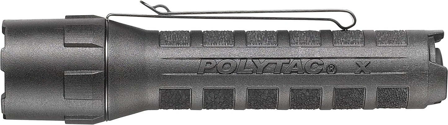 Streamlight 88610 PolyTac X USB 600-Lumen Multi-Fuel Professional Tactical Flashlight, Clear Retail Packaging, Black