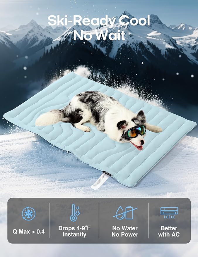 ZonLi Dog Cooling Mat, 36" x 23" Medium, Reversible Cooling Pad for Dogs & Cats (Cool & Warm), Durable & Machine Washable, Pet Mat for Crate, Kennel, Bed, Sofa, Polar Blue