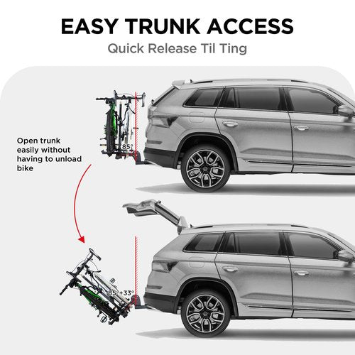 POLESTAR Hitch Mounted 2-Bike Rack, 200lbs Capacity Bike Rack Hitch with Lock, 2" Receiver Foldable Platform Mount for E-Bike, Up to 5" Fat Tire Bicycle and Standard, fit Car Trucks SUVs RVs Trailer