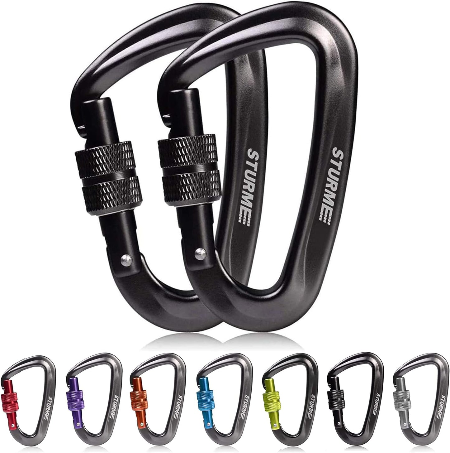 STURME Carabiner Clip 12KN Aluminium Wiregate Lightweight Heavy Duty Large Strong Durable D-Ring Hooks Spring Snap Link Keychain Clips Set for Hammock Improved Design 2022