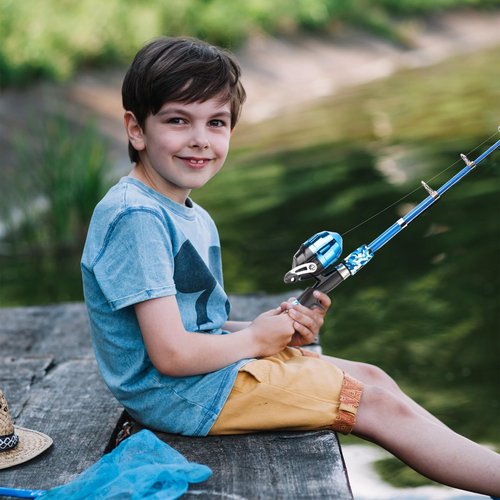 WIDDEN 2 Pack Kids Fishing Pole, Portable Telescopic Kids Fishing Poles Set for Boys and Girls, Fishing Rod and Reel Combo Kit with Tackle Box, and Fishing Net, Best Fishing Pole for Toddler Youth