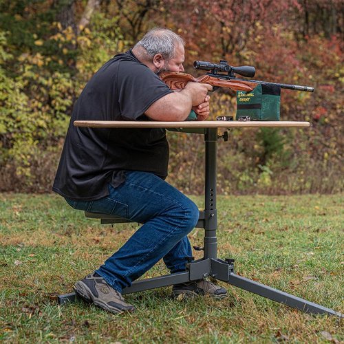Caldwell Stable Table Lite with Weatherproof Tabletop, Ambidextrous Seat and Fully Collapsible Design for Easy Transport and Outdoor Target Shooting