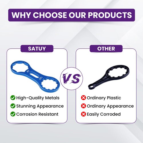SATUY 2Pcs Bicycle Fork Cap Wrench, Aluminium Alloy Bike Front Fork Repair Tool, Suspension Forks Cap Spaner Suitable for XCR/XCM/XCT/RST, Blue