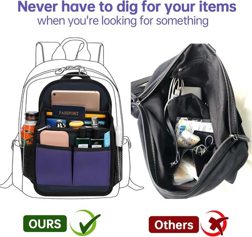 Insert organizer for casual and fashion backpack - S