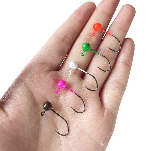 Skipaelf Fly Tying Jigs Kit,60pcs Small Jig Heads for Fly Fishing,Round Ball Crappie Jigs Trout Tying Flies Ice Fishing 1/64oz