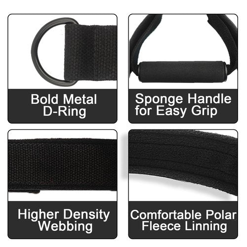 GLMMIR Pilates Double Loop Straps for Pilates Reformer, Fitness Metal D Ring Straps Handle, Pilate Accessories Yoga Wristbands Exercise Straps for Gym Home Workout 2PCS - Black with Handle