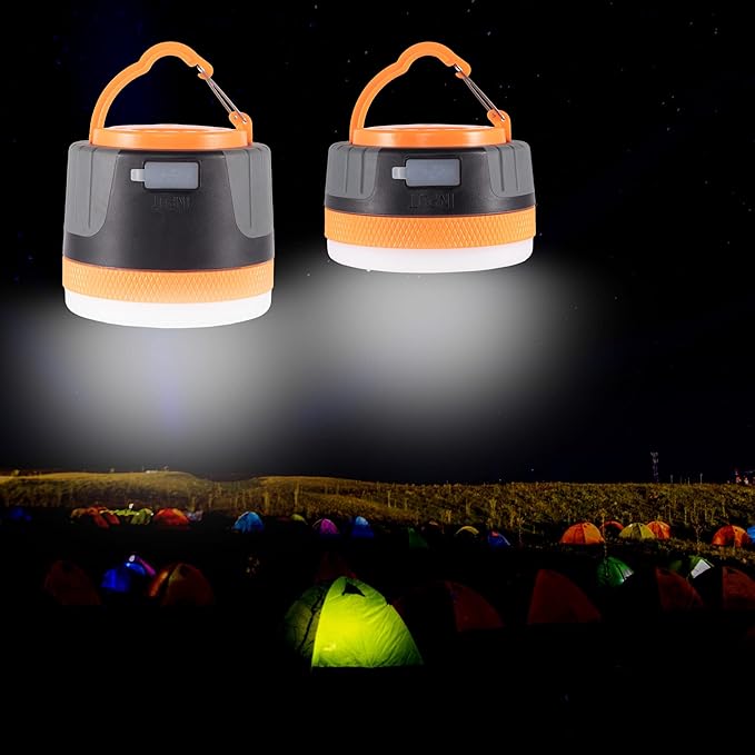 LIT-PaTH LED Camping Light, Rechargeable Lantern with Magnet Base, 4400 mAh, Survival Kit for Emergency, Hurricane, Outage, Large Orange, 1 Pack