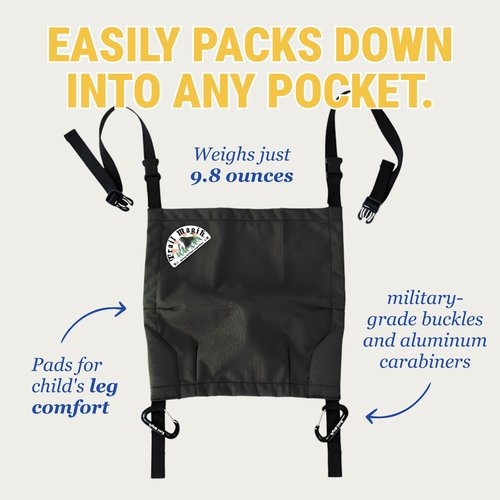 Trail Magik Kid Carrier | Ultra Lightweight Child Carrier for Hiking | Ultra-Compact Child Carrier to Attach Your Hiking Backpack for Kids 1+ Years, Up to 43 lbs Pounds (Black)
