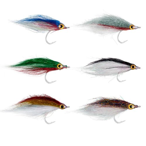 Dr.Fish 6 Pack Wounded Minnow Fly Fishing Flies Ice Dub Fry Slowly Sinking Baitfish Fly Fishing Lures for Trout Bass Steelhead Salmon Freshwater #8