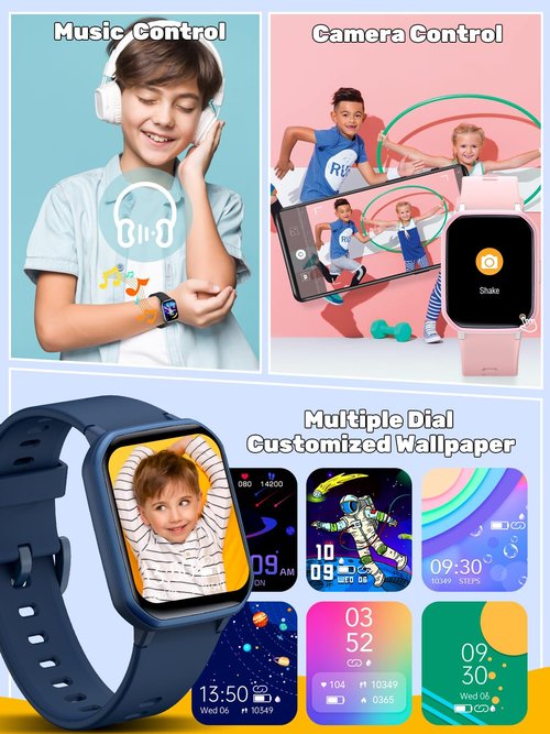 teslahero Kids Smart Watch for Boys Girls,Children Fitness Tracker with Heart Rate Sleep Monitor,Waterproof Activity Tracker Pedometer Step Counter for Fitbit Android iPhone (Black)