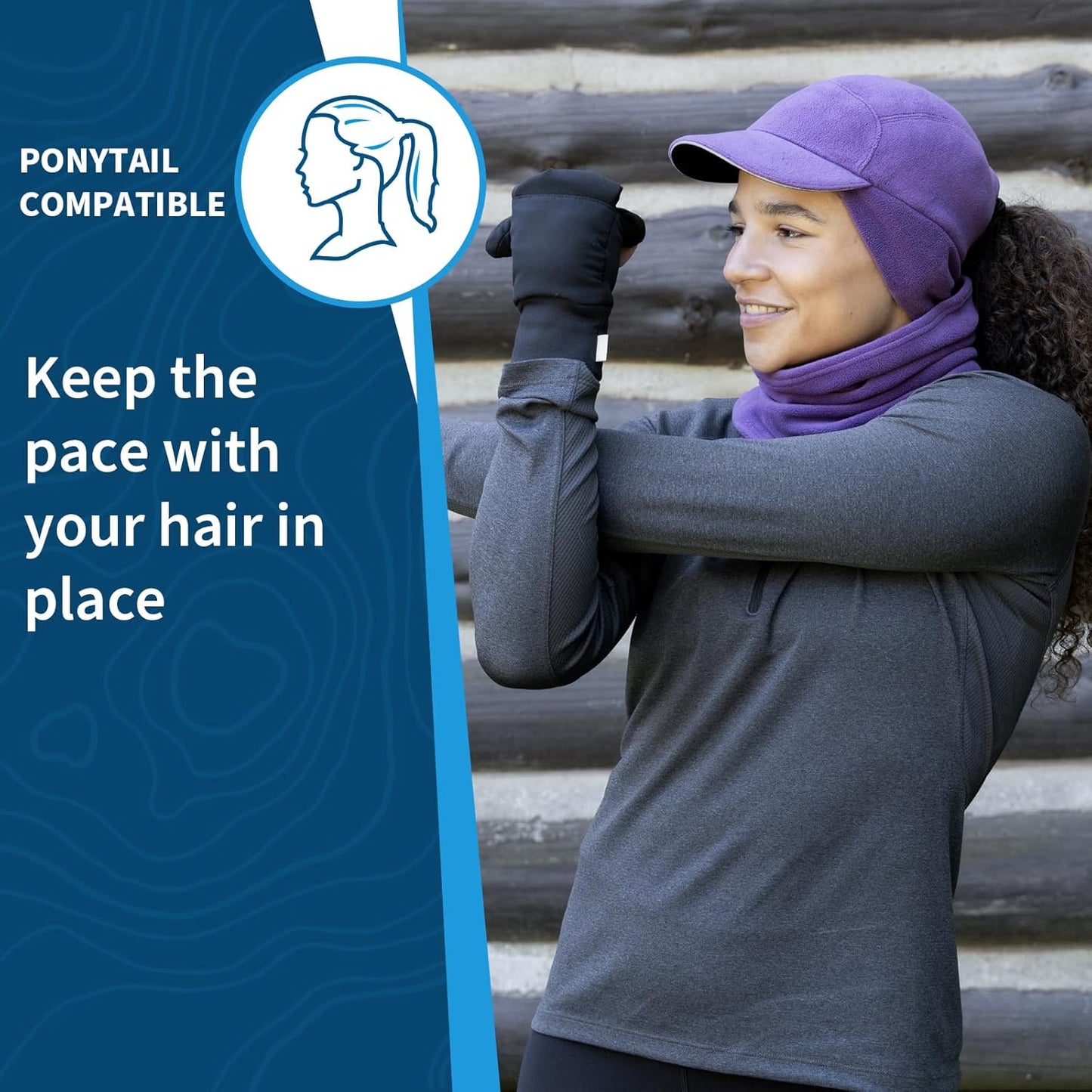 TrailHeads Fleece Ponytail Hat for Women – Trailblazer Reflective Winter Hat with Ponytail Hole for Workouts