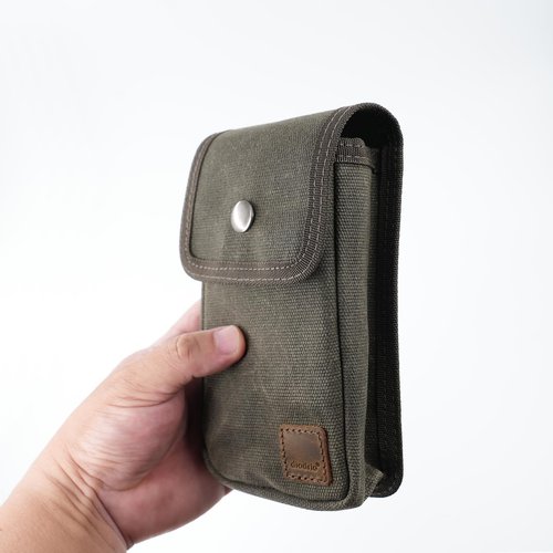 Diodrio EDC Belt Pouch for Men Women, Waist Bag With Belt Loop for Hiking, Fishing, Camping, Snap Closure, Classic Waxed Canvas, Oliver Medium