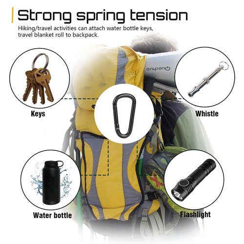 Pullther fishing Aluminum Carabiner Clips - Set of 10,2.36in,Black Carabiner Clip,Key Clip,Corrosion,esistant,Lightweight,Carabiner for Keys,Hanging Outdoor Sports, Hiking,Camping