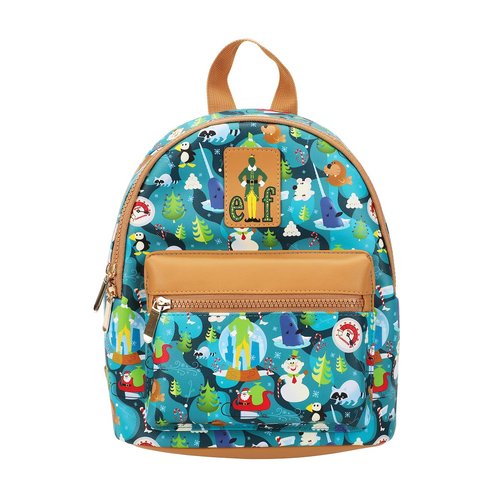 Bioworld Elf Illustrated North Pole Pattern 11.5" Mini Backpack