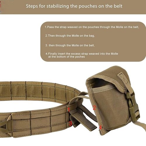 PIKEON Tactical Belt Battle Law Enforcement Molle Airsoft Duty Belt Quick-Release with Pouches 8 in 1 (Tan)