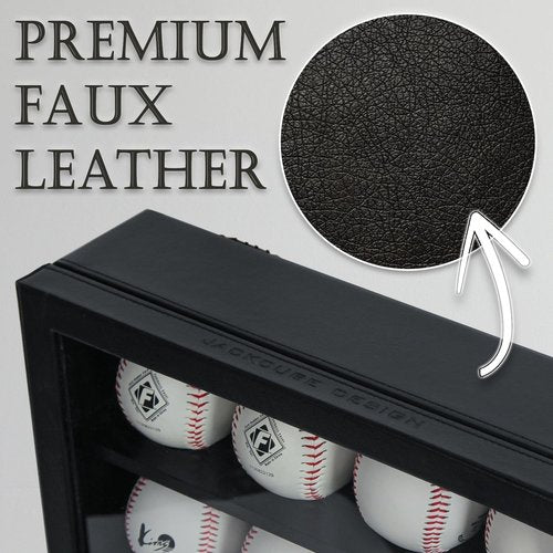 J JACKCUBE DESIGN JackCubeDesign 20 Baseball Display Case Wall Mount Leather Cabinet Wood Shelf Sports Storage Acrylic Cover Rack with Protection 2 Knob(14.2 x 3.9 x 18 inches) – :MK104
