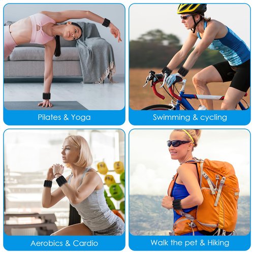 AMIR Wrist Weights, Adjustable Ankle Weights For Women, Waterproof Leg Strength Training Wrist For Yoga Running Swimming Pilates (1Pair, 1 lb Each)