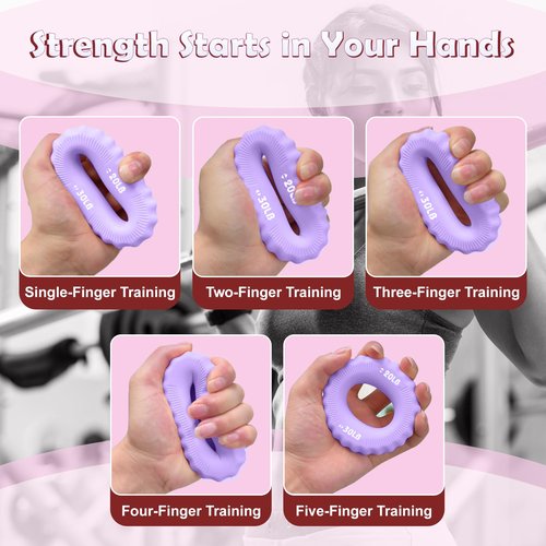 CHOCART Grip Strength Trainer, Finger Exerciser, Hand Grip Strengthener, Forearm Grip Workout, Finger Stretcher, Relieve Wrist Pain (Purple)