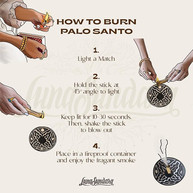 Luna Sundara Authentic Peru Pottery Palo Santo Stick Holder and Incense Holder Includes 5 Palo Santo Sticks Handmade Ceramic Smudge Bowl Sage Holder Palo Santo Holder (Peach)