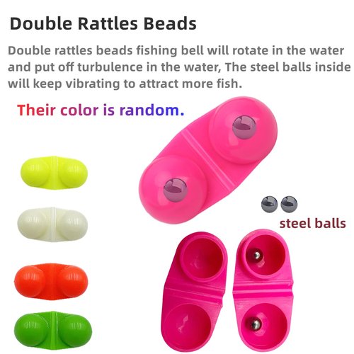 DAMIDEL 6Pcs Catfish Fishing Rigs Ready Kit，2 in 1 Rotating rattles/Double Rattles Beads, Float Rigs Tackle Santee Rig Peg Catfish，Free Adjustment in freshwter and Saltwater
