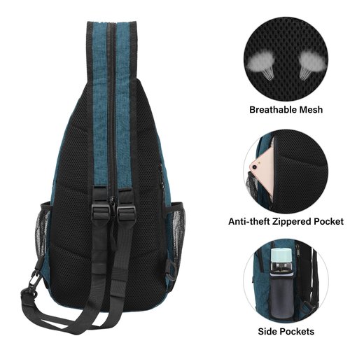 MOSISO Sling Backpack Travel Hiking Daypack, Double Layer Crossbody Sling Bag Convertible Backpack with Front Vertical Pocket, Teal Green