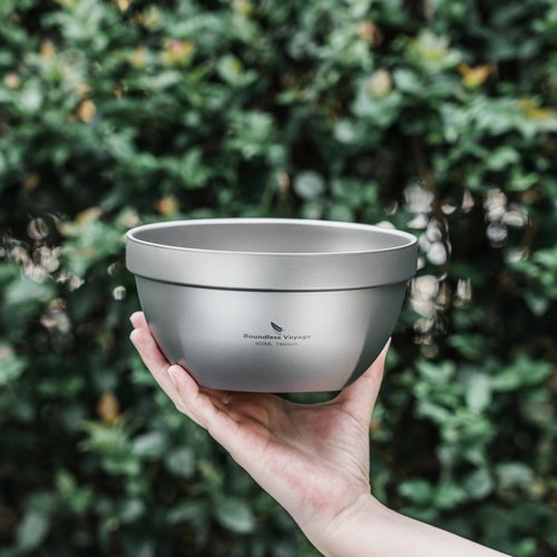 Boundless Voyage Titanium Double Walled Bowl Oatmeal Rice Soup Yogurt Bowl Ultralight Portable Tableware Outdoor Camping Metal Bowls (800ml)