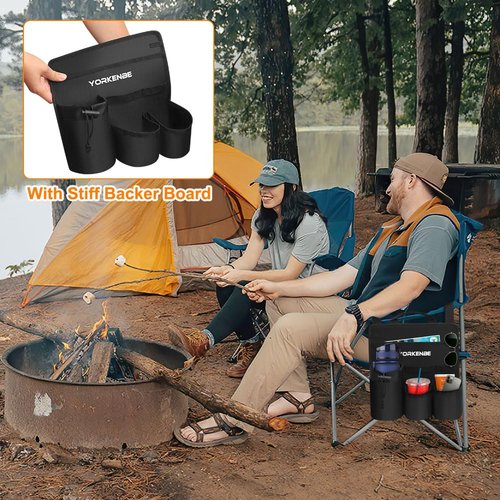 Yorkenbe 2 Packs Beach Chair with Cup Holder, Side Organizer, Hard Back Support, Adjustable Straps, Attaches to Camping/Patio Chair