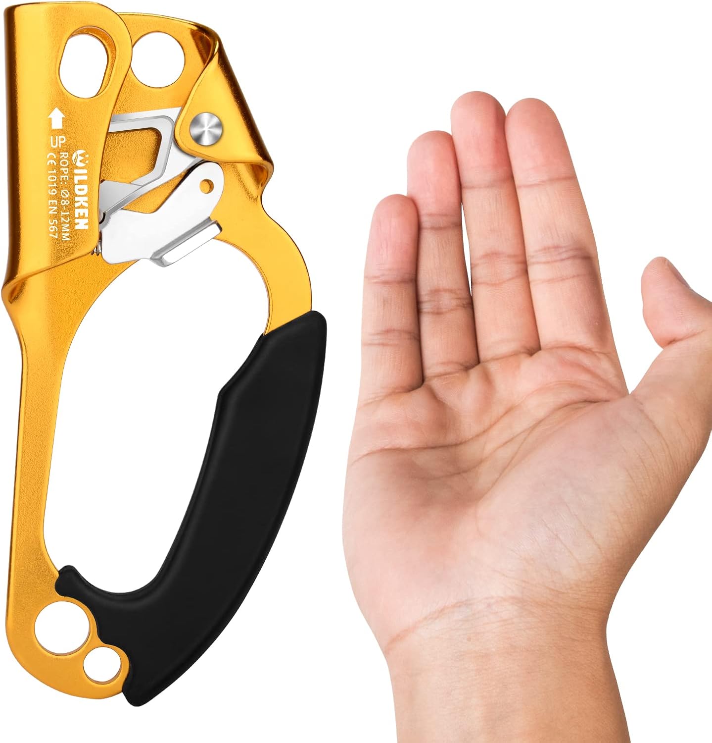 WILDKEN Climbing Hand Ascender Outdoor Mountaineering Tree Arborist Climbing Rappelling Equip Hand Ascender for 8-14MM Rope Left Right Hand Ascender