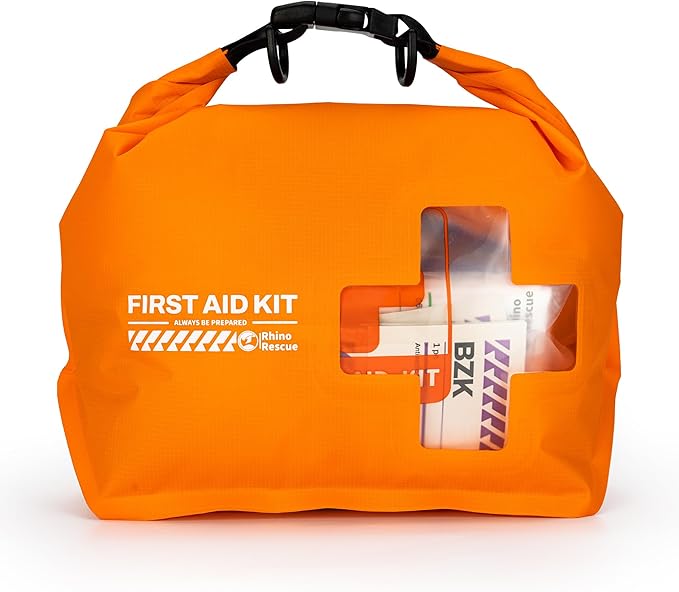RHINO RESCUE Waterproof First Aid Kit, Lightweight Boat Dry Bag, Emergency Survival Supplies for Outdoor Kayak Floating Swimming & Camping (Orange)