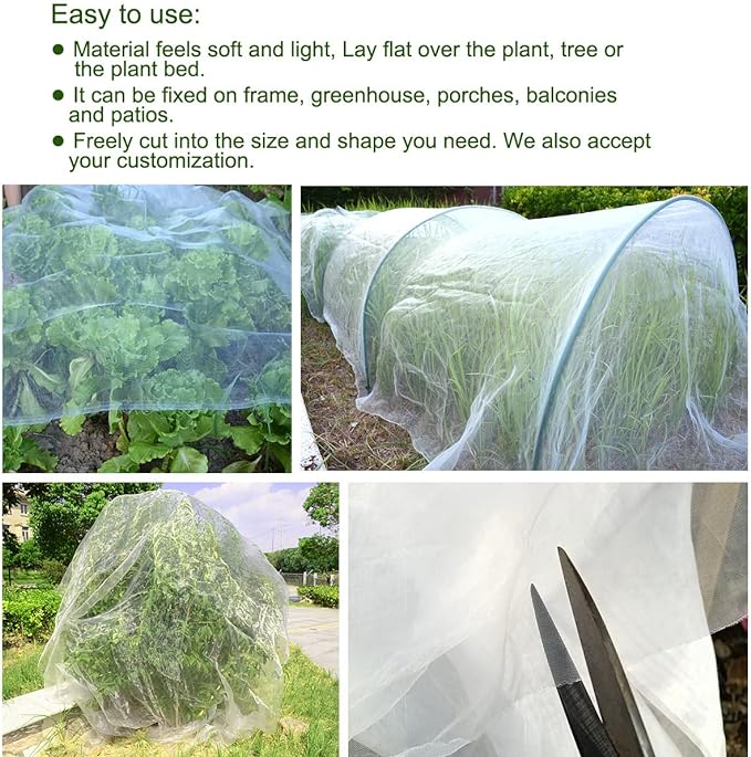 6.5Ft x 10Ft Mosquito Bug Insect Bird Fine Mesh Net Barrier Hunting Blind Garden Screen Netting for Protect Your Plant Fruits Flower