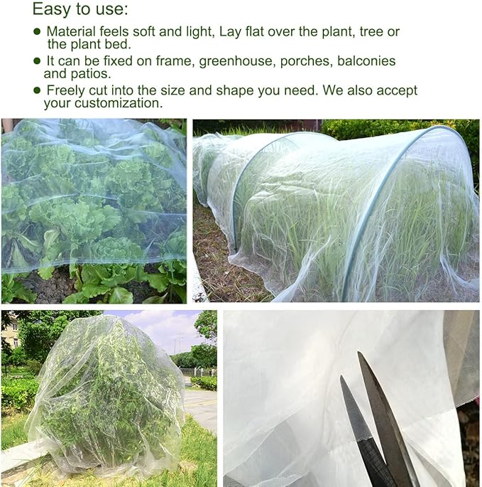 4Ft x 10Ft Mosquito Bug Insect Bird Fine Mesh Net Barrier Hunting Blind Garden Screen Netting for Protect Your Plant Fruits Flower