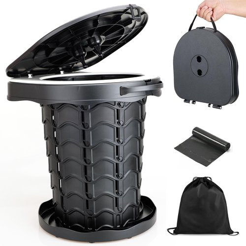 Boreeman Portable camping Toilet, Foldable and Height Adjustable, Load Capacity 400lbs, with Carrying Handle, Perfect for Camping, Travel & Car Use