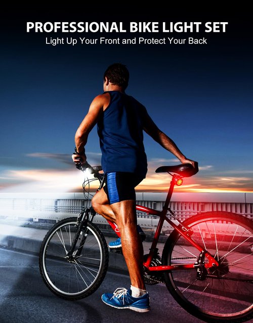 Zewdov 1000 Lumens Supper Bright Bike Lights for Night Riding Scooter Accessories, 8+7 Modes Sturdy Aluminum Alloy Bicycle Light, IP65 Waterproof & Rechargeable Bike Headlight and Tail Light Set