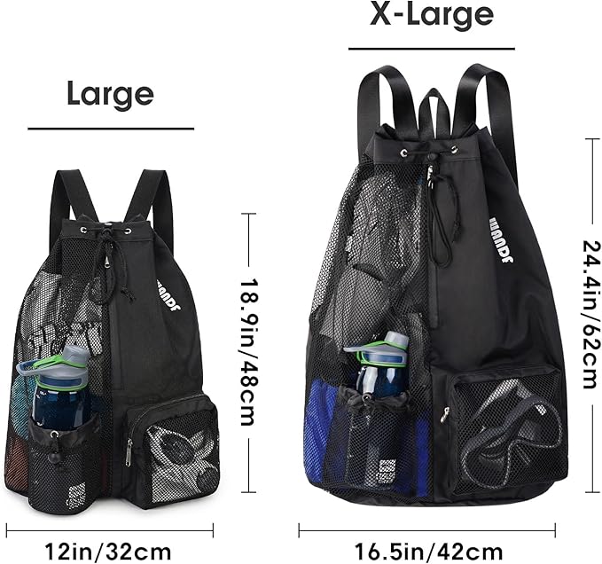 WANDF Swim Bag Mesh Drawstring Backpack with Wet Pocket for Swimming, Gym, and Workout Gear