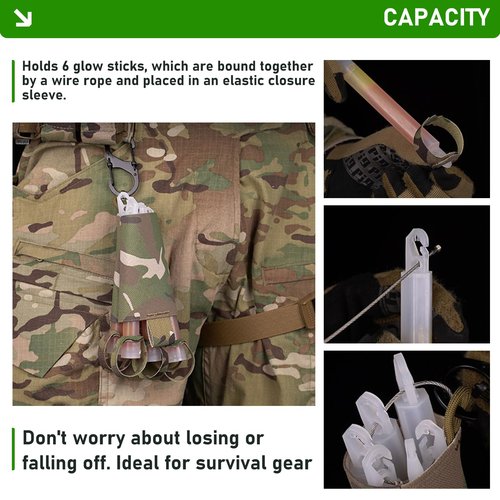 BShasrlim Tactical Glow Stick Organizer Pouch - Chemlight Holder for Glow Sticks - Chem Light Holders for Molle Tactical Vest, Ideal for Camping, Fishing, and Hunting (CP)