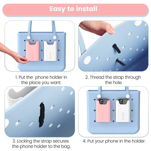 OUTXE 2 Pack Bogg Bag Cup Holder for Stanley, 2 Pack Bogg Bag Phone Holder Compatible with All Bogg Bags, Silicone Cell Phone Holder Accessories for Bogg Bag