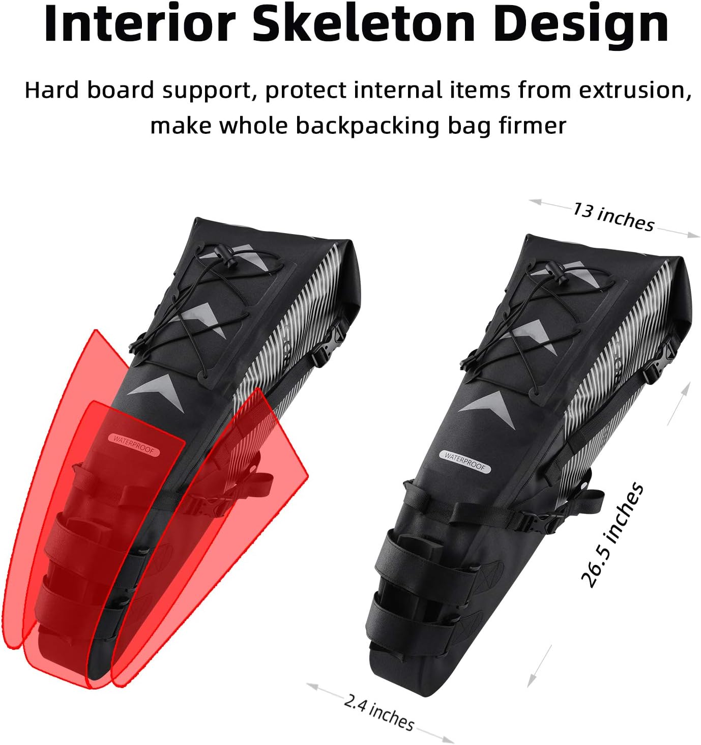 ROCKBROS Bikepacking Bag Waterproof Bike Saddle Bag Large Capacity Bikepacking Seat Bag Road Mountain Bike Seat Bag Max 14L