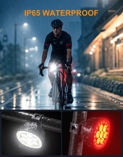 Viccux Bike Lights, [8+12 Modes & USB Rechargeable] Ultra Bright LED Bike Lights for Night Riding Front and Back Flashlight, IP65 Waterproof Bicycle Headlight and Tail Light Set for Cycling
