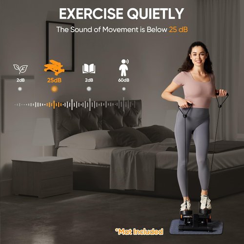 APEXUP Steppers for Exercise at Home, Stair Stepper with Resistance Bands and Mat, 330LBS Loading Capacity Mini Stepper with LCD Monitor for Full Body Workout Cardio