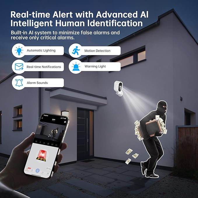Security Cameras Wireless Outdoor,No Subscription,2 Cam-Kit,Support 2.4G & 5G WiFi Router,Home Security System with 2K Night Vision,128GB Local Storage,PIR Alerts,Motion Detection