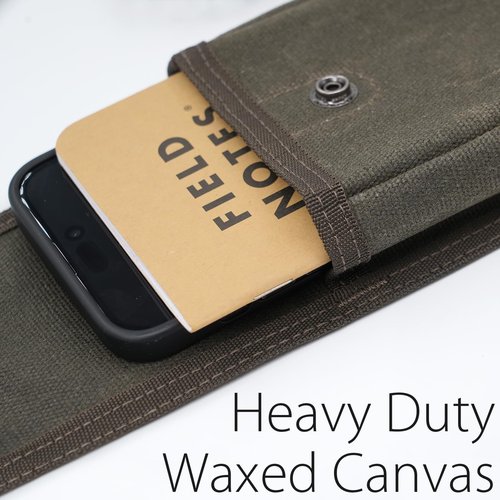 Diodrio EDC Belt Pouch for Men Women, Waist Bag With Belt Loop for Hiking, Fishing, Camping, Snap Closure, Classic Waxed Canvas, Oliver Medium