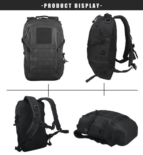 Miramrax 12L Small Backpack Day Pack - Mini Tactical Backpacks Military Daypack Molle Bag Rucksack Bug Out Bag for Hiking (Black)