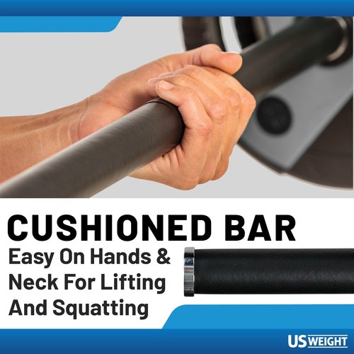 US Weight 43 LB Barbell Weight Set for Home Gym with 55” padded Bar, Adjustable Weights for Exercise, Lifting and to Build Muscle
